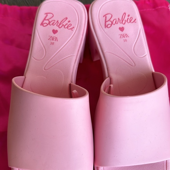 ZARA x BARBIE The Movie Rubberized Lug Sole Sandals Women's Size 7.5 - Picture 8 of 12
